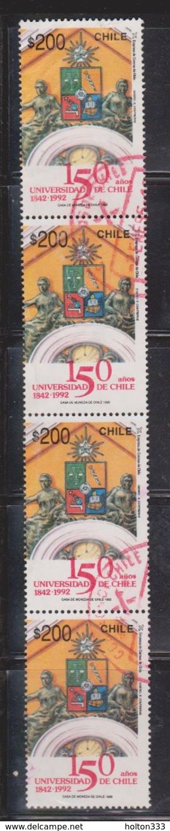 CHILE Scott 1034b Used - 150th Anniversary University Of Chile Strip Of 4 - Chile