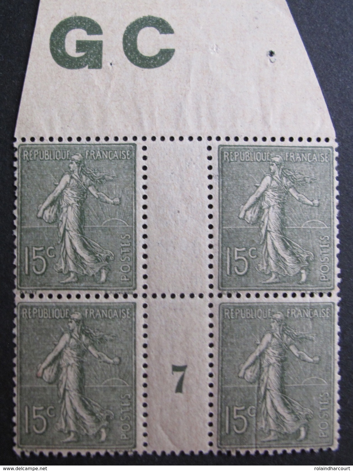 LOT DF/632 - 1903 - SEMEUSE DE COTY - BLOC MANCHETTE GC MILL.7 - N°130 NEUFS** - Unused Stamps