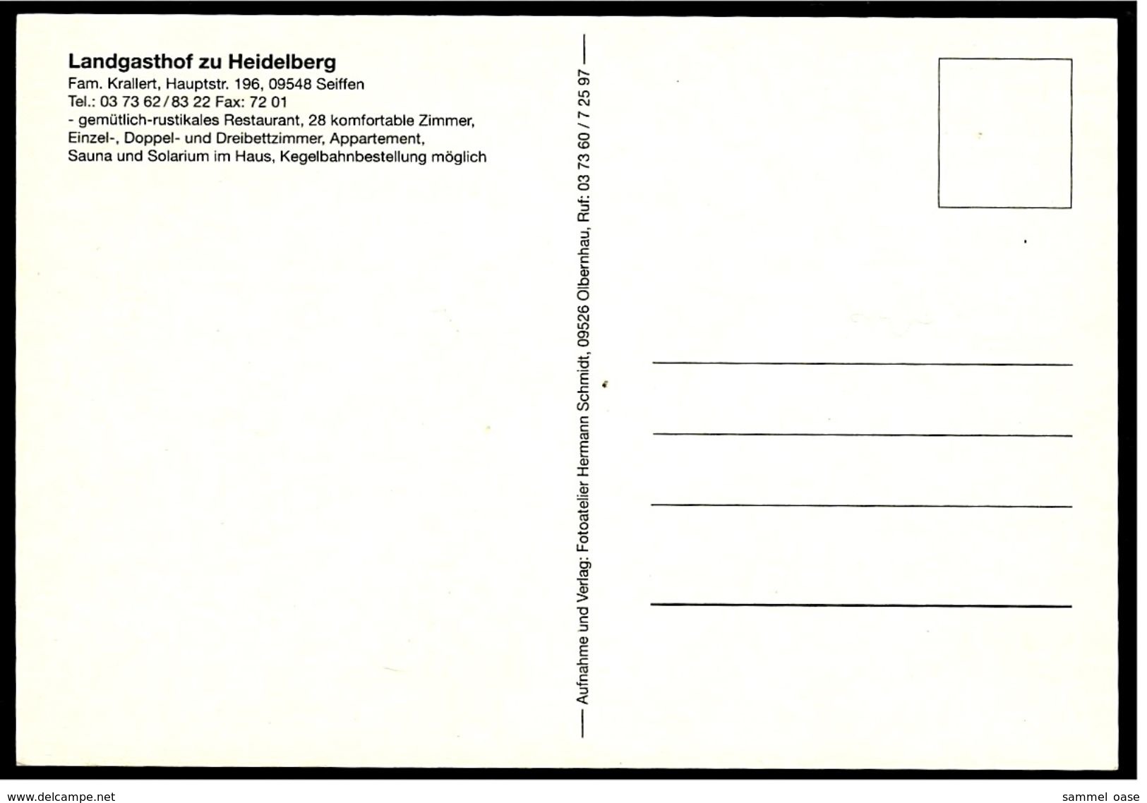 Seiffen  -  Landgasthof Zu Heidelberg  -  Ansichtskarte Ca. 1995   (7402) - Seiffen