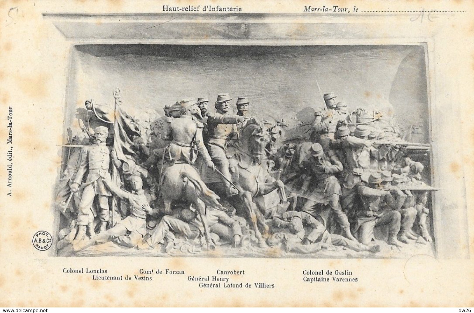 Mars-la-Tour (Meurthe-et-Moselle) - Haut Relief De Cavalerie, D'Infanterie - Lot De 2 Cartes Non Circulées - Esculturas