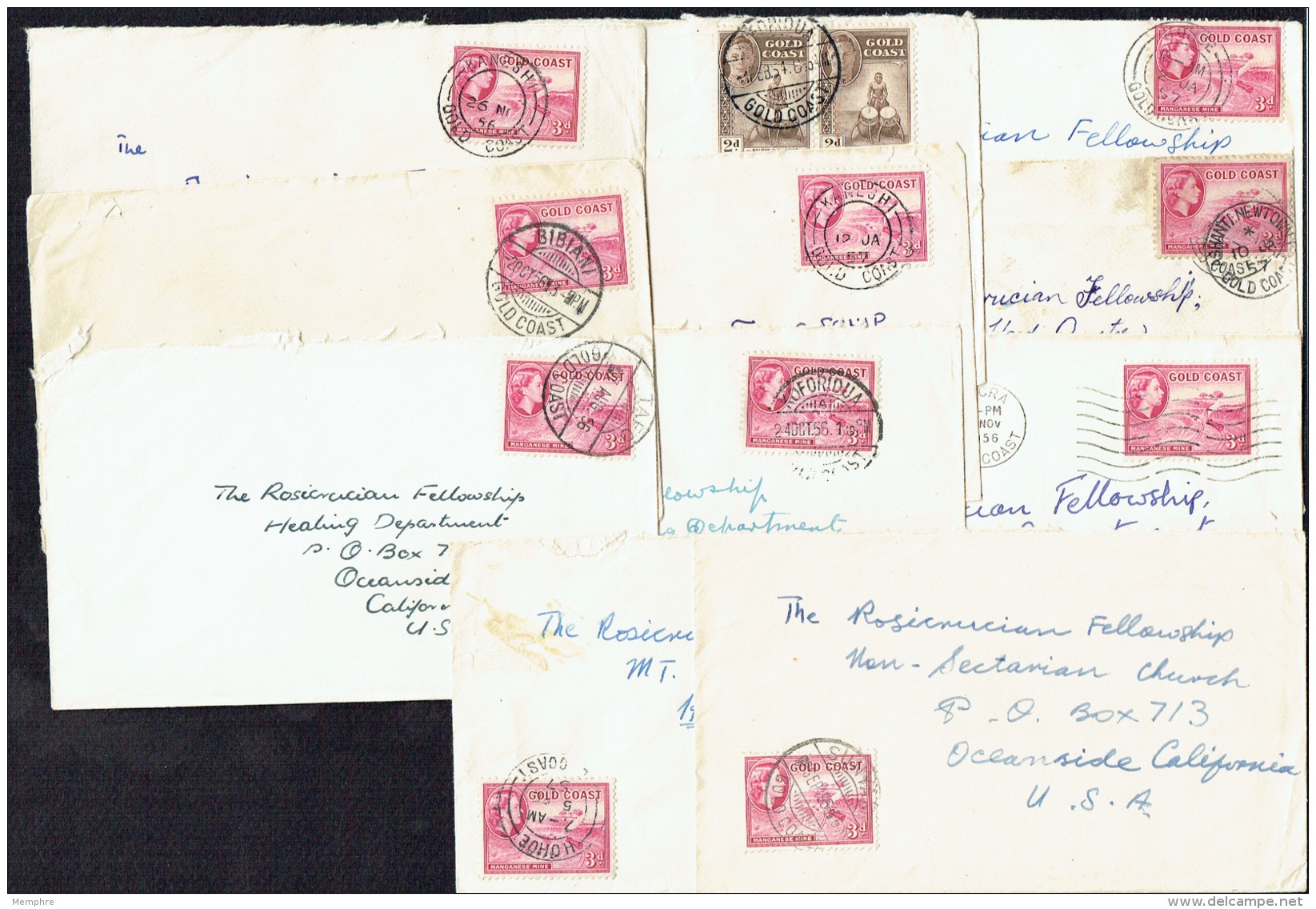 1950's 11 Letters All To Rosicrucian Fellowship - All From Different Towns - Goudkust (...-1957)