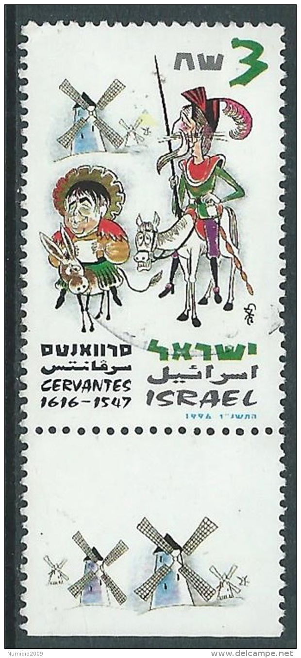 1997 ISRAELE USATO MIGUEL DE CERVANTES DON CHISCIOTTE CON APPENDICE - T16 - Gebruikt (met Tabs)