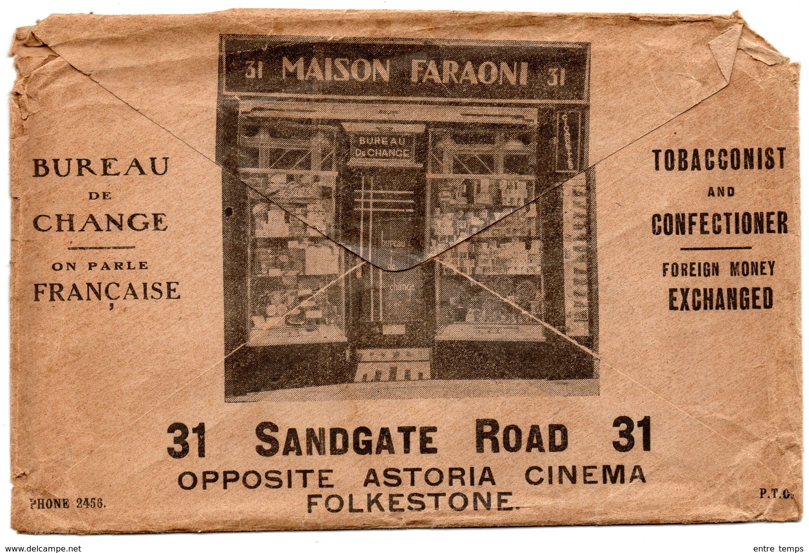 Folkestone Maison Faraoni Sandgate Road Enveloppe Pub - Publicités