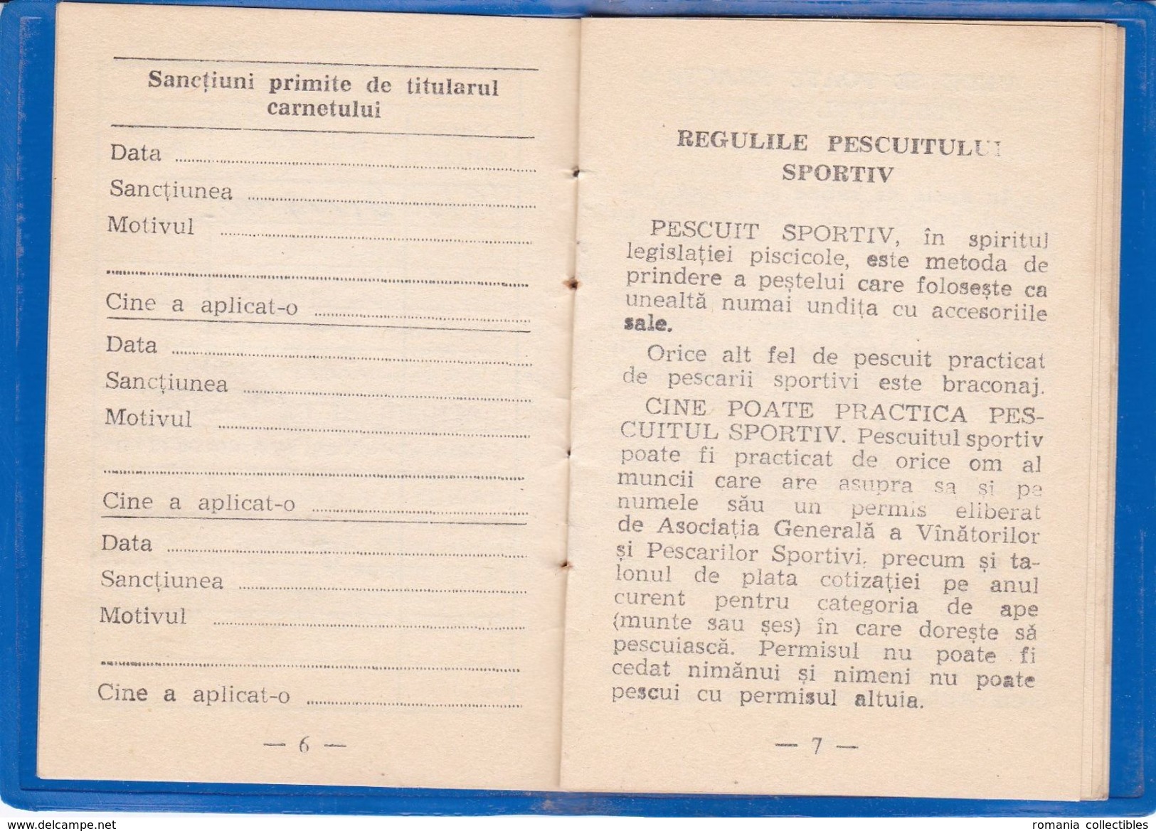 Romania, 1970, Fishing Permit / Member Card AGVPS - Revenue Fiscal Stamp / Cinderella - Documenti Storici