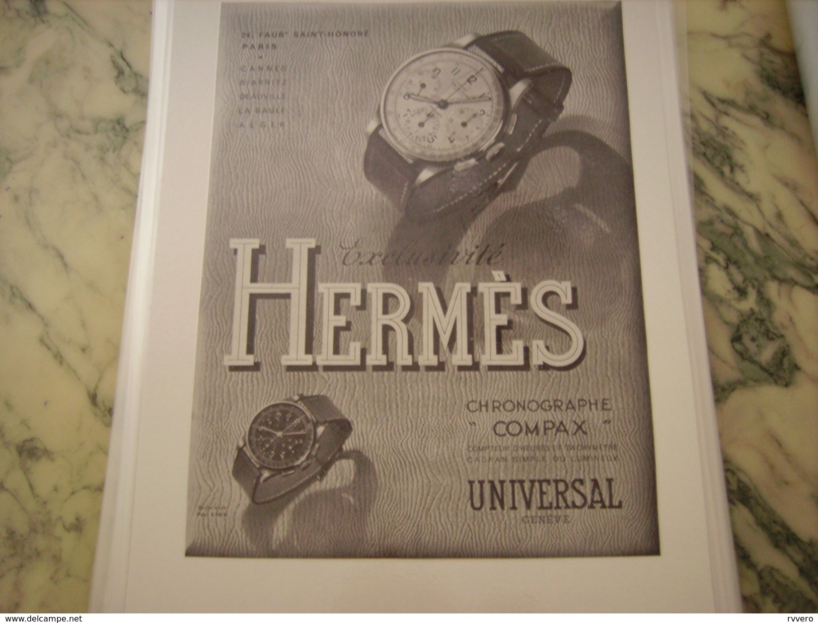 ANCIENNE PUBLICITE MONTRE HERMES COMPAX 1940 - Autres & Non Classés