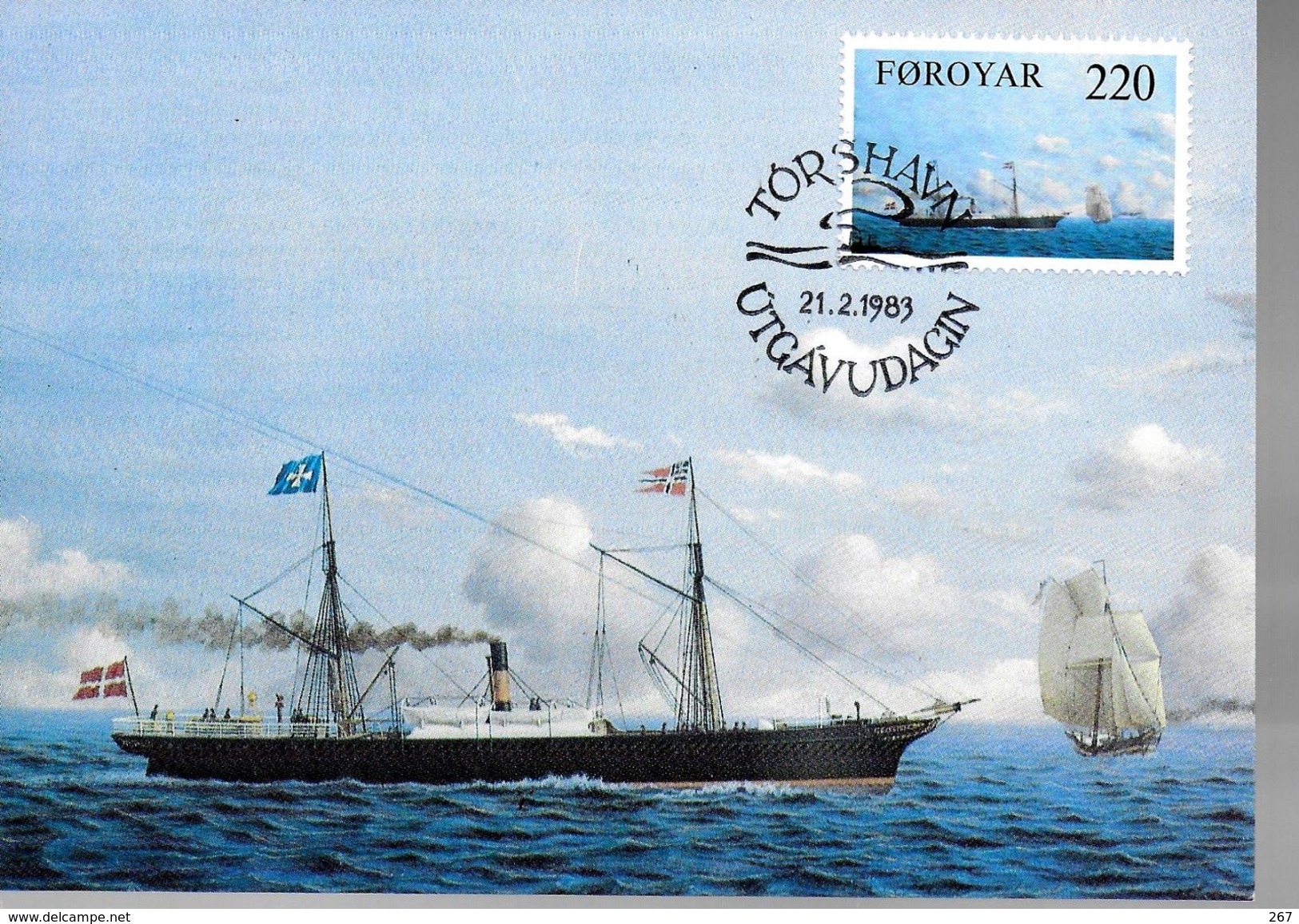 FEROE  Carte Maxi 1983  Bateaux A Vapeur - Ships