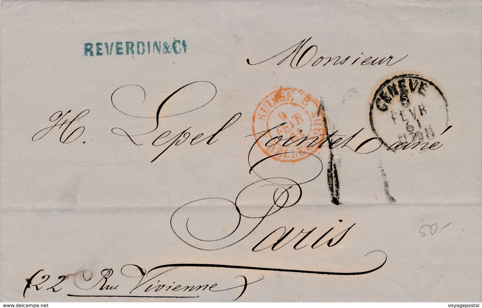 Lettre Genève, Suisse Bellegarde Pour Paris 1861 - Briefe U. Dokumente