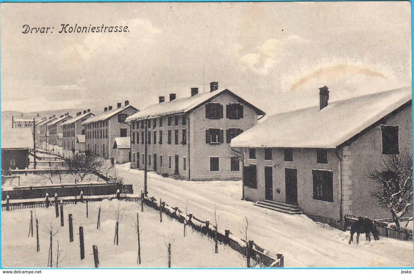 DRVAR In Snow - Koloniestrasse ( Bosnia And Herzegovina ) * K.u.K. Militarypost *  Travelled 1916. To Czech Republic - Bosnië En Herzegovina