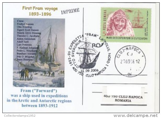 64644- FRAM SHIP ARCTIC EXPEDITION, CREW, SPECIAL POSTCARD, 2006, ROMANIA - Arctische Expedities