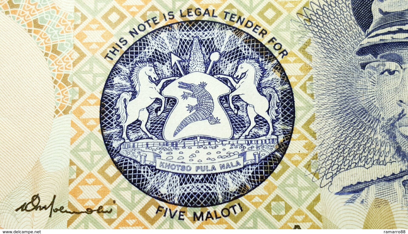 Lesotho 5 Maloti 1981 Pick 5 King Moshoeshoe II - Prefix A - Unc