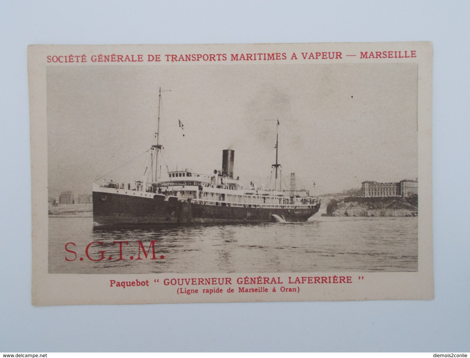 Carte Postale - Paquebot "GOUVERNEUR GENERAL LAFERRIERE" - Bâteau - Société Générale Transports Maritimes à Vapeur(1727) - Paquebots