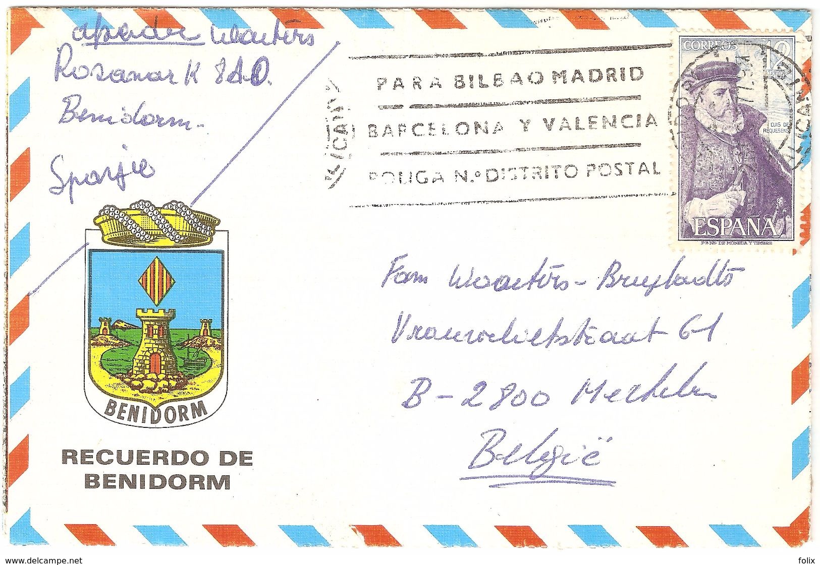 Benidorm - Letter Card 1977 - Alicante