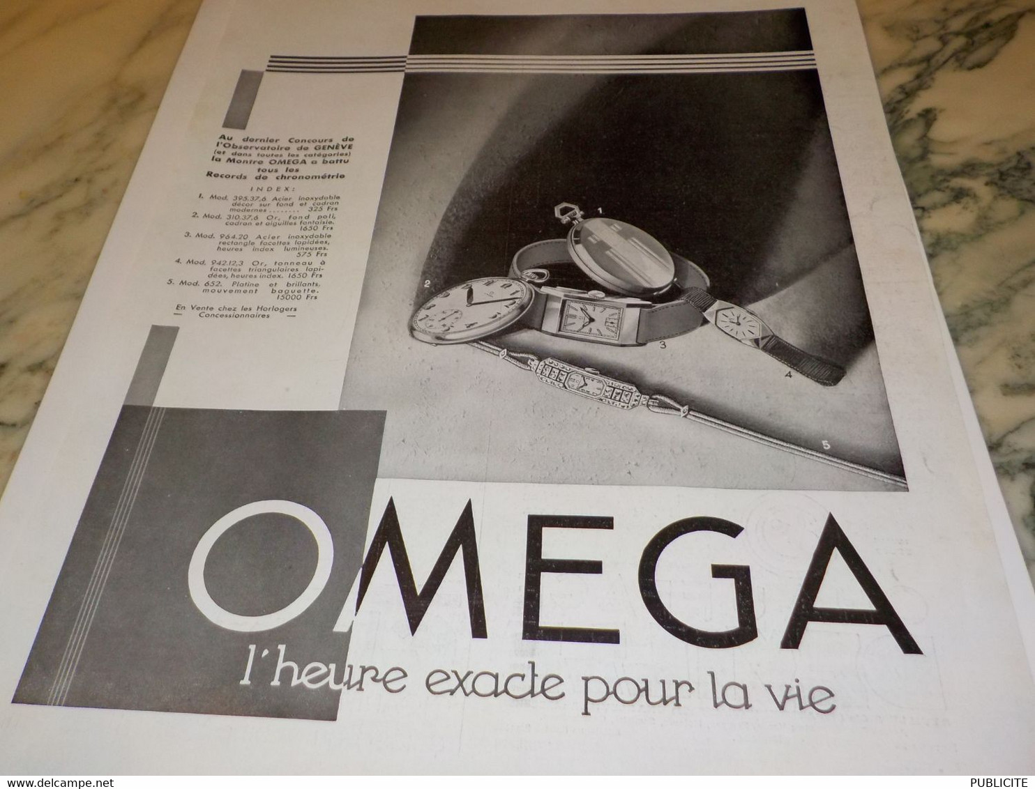 ANCIENNE PUBLICITE MONTRE OMEGA 1932 - Autres & Non Classés