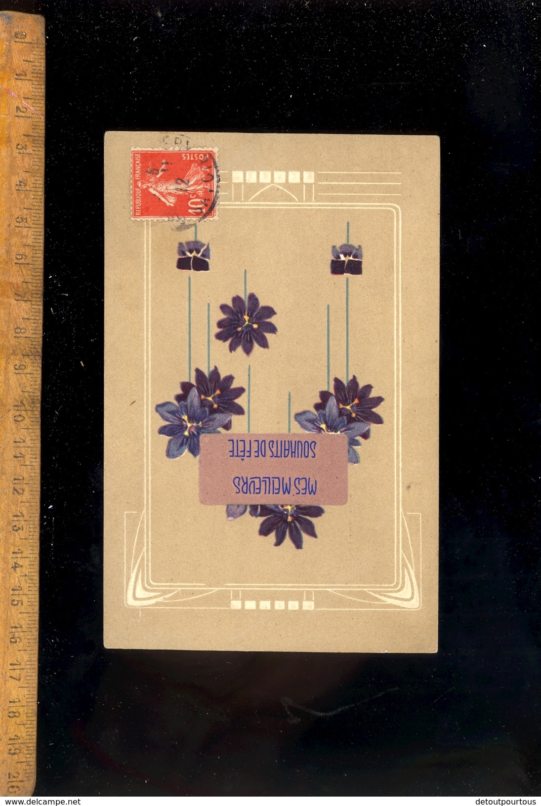 Cpa Meilleurs Souhaits De Fête / Art Nouveau  1912 - Other & Unclassified