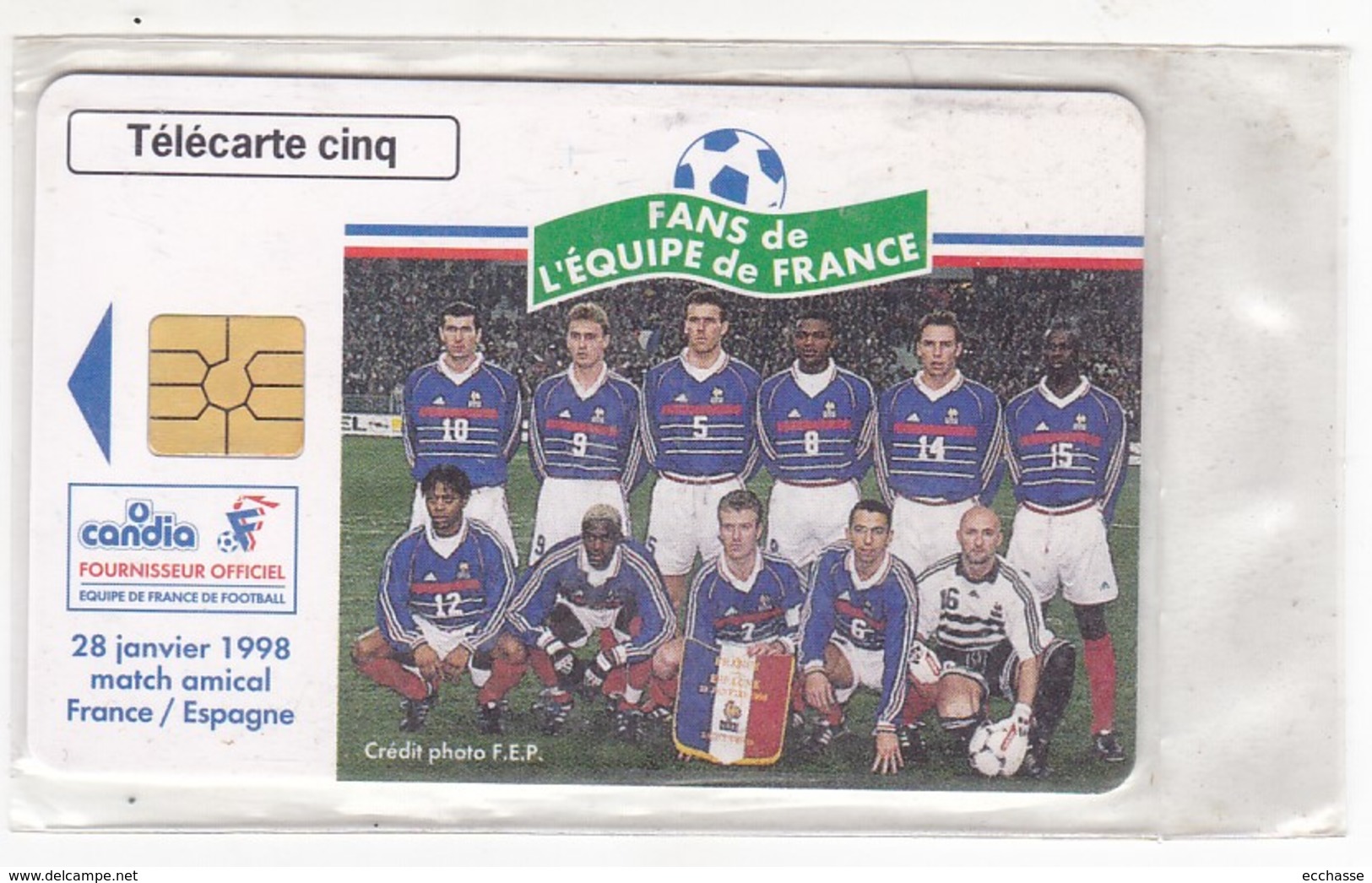 Telecarte GN 505 CANDIA EQUIPE DE FRANCE 1998 France Espagne Sous Blister - 5 Einheiten