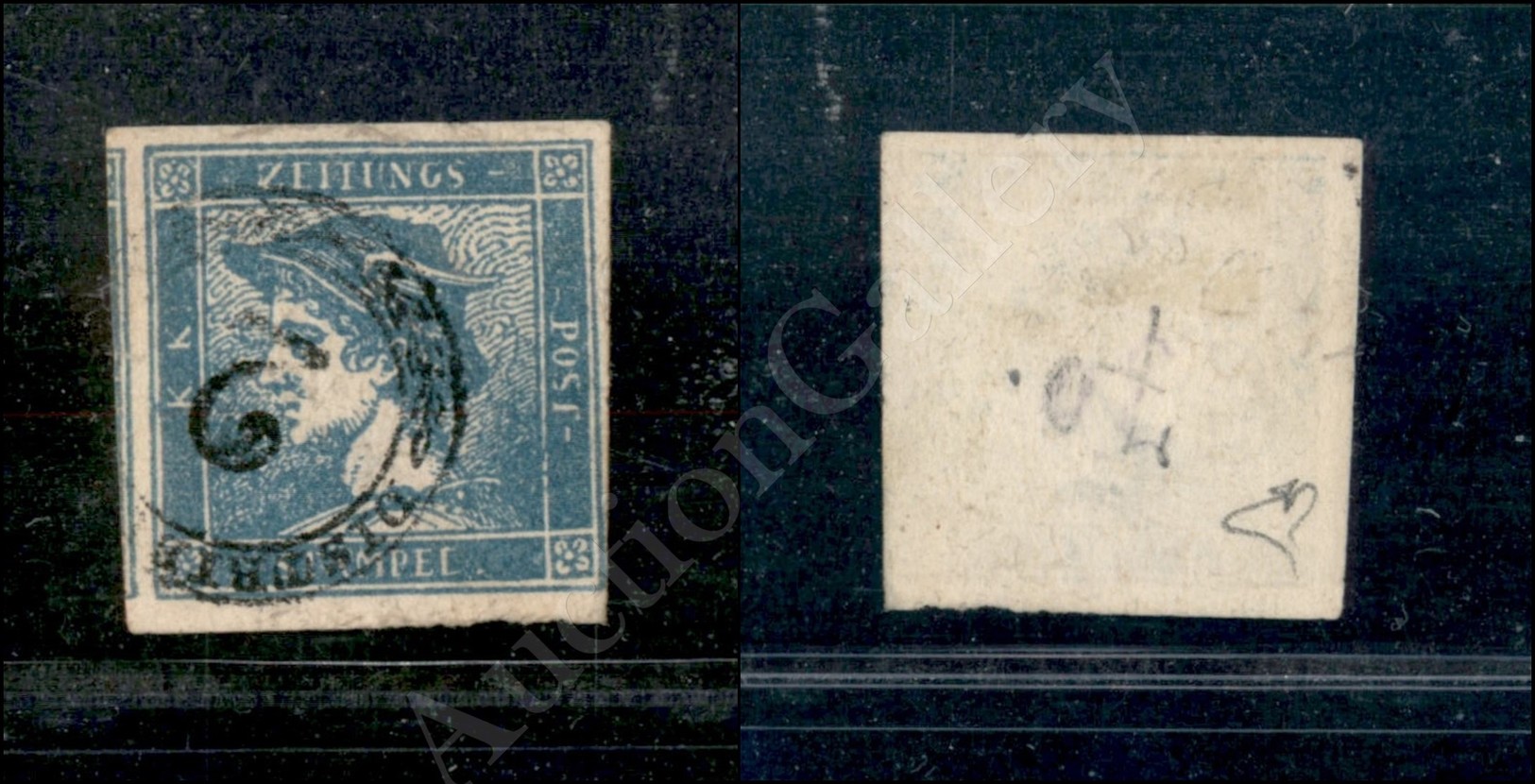 1851 - 3 Cent Azzurro (1 - Giornali) - Distribuzione 2 (unico Annullatore Pt.11) - Ottimi Margini Bianchi Con Parte Di V - Sonstige & Ohne Zuordnung