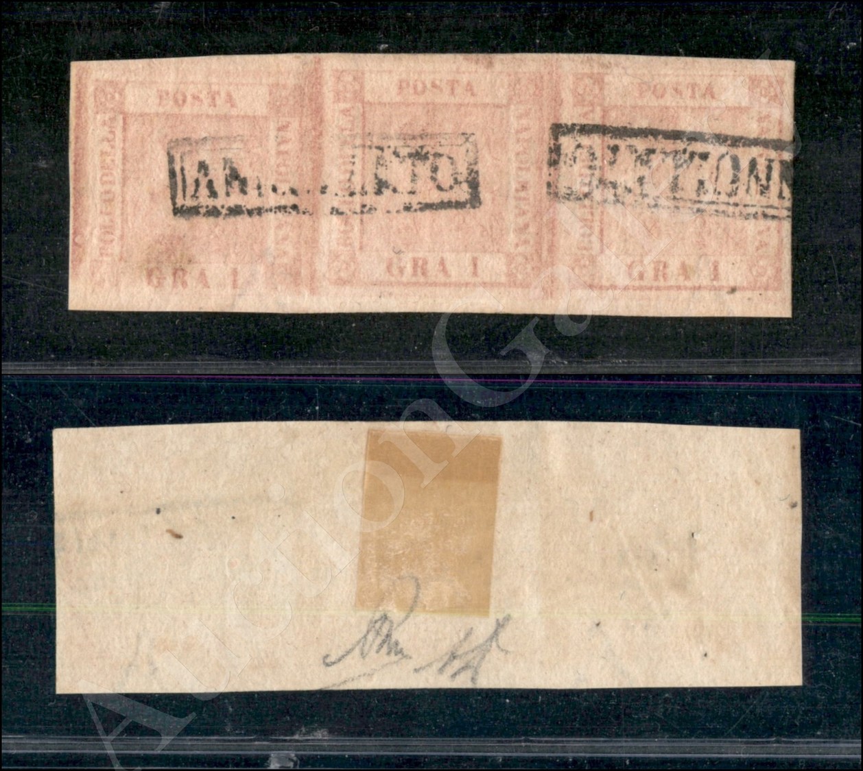 1859 - 1 Grano Rosa Carminio (4) - Striscia Di Tre - Diena (550 - Autres & Non Classés