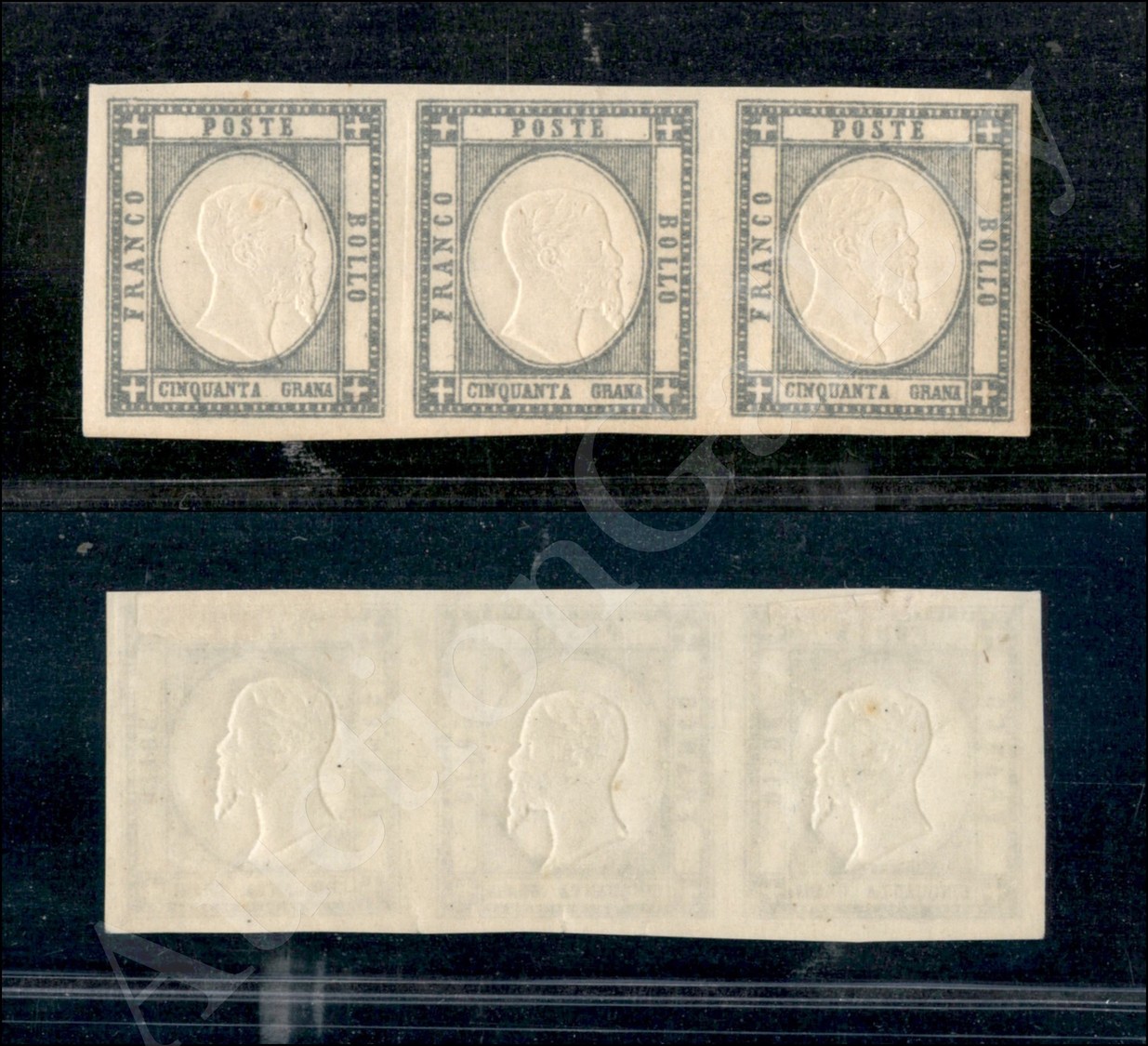 1861 - 50 Grana Grigio Perla (24) - Striscia Orizzontale Di Tre - Gomma Integra - Molto Bella (420) - Sonstige & Ohne Zuordnung