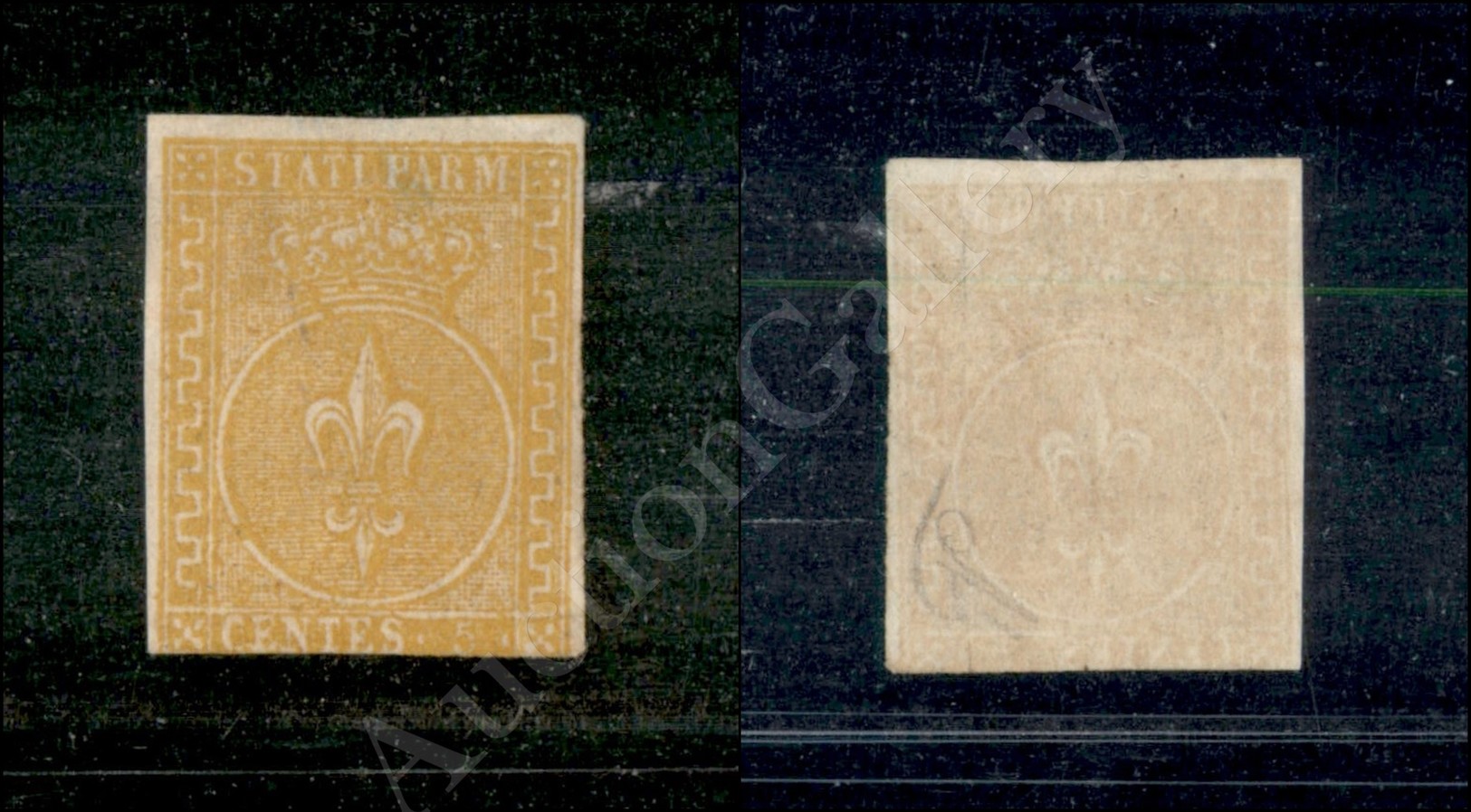 1853 - 5 Cent Giallo Arancio (6) Nuovo Senza Gomma - Tre Ottimi Margini Ma Corto In Basso (6.500) - Autres & Non Classés