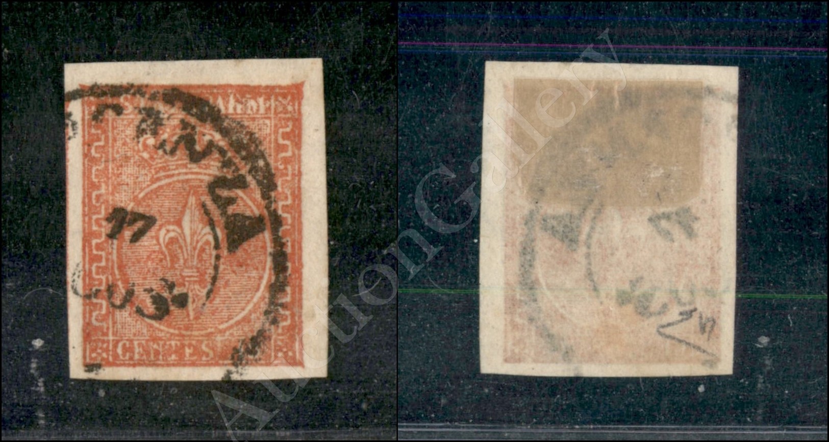 1853 - 15 Cent Vermiglio Chiaro (7b) Angolo Di Foglio - Grandi Margini E Parte Di Vicino A Sinistra - Splendido - E.Dien - Otros & Sin Clasificación