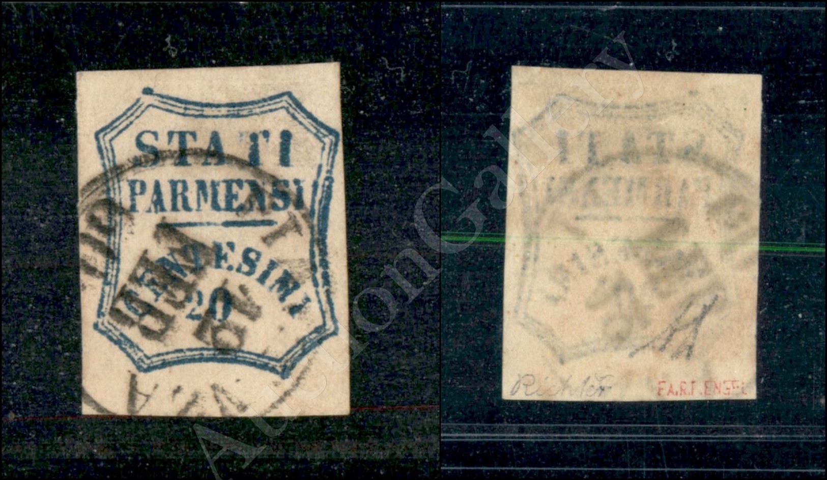 1859 - 20 Cent Azzurro Scuro (15bd) Con Zero Grasso - Diena + Richter (550+) - Autres & Non Classés