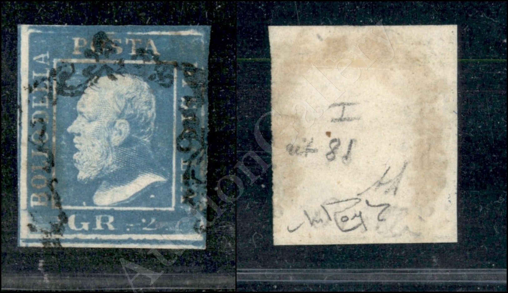 1859 - 2 Grana Cobalto (6b - I Tavola - Pos.81) - Ottimi Margini - Molto Bello - Diena + Raybaudi (300) - Autres & Non Classés