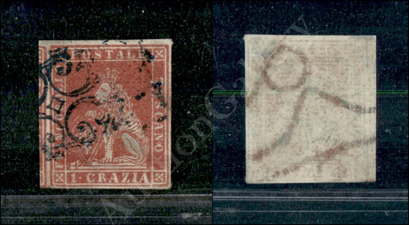 1851 - 1 Crazia Carminio Su Azzurro (4b - Carta Azzurrata) - Annullamento Non Catalogato - Margini Perfetti Con Parte De - Autres & Non Classés