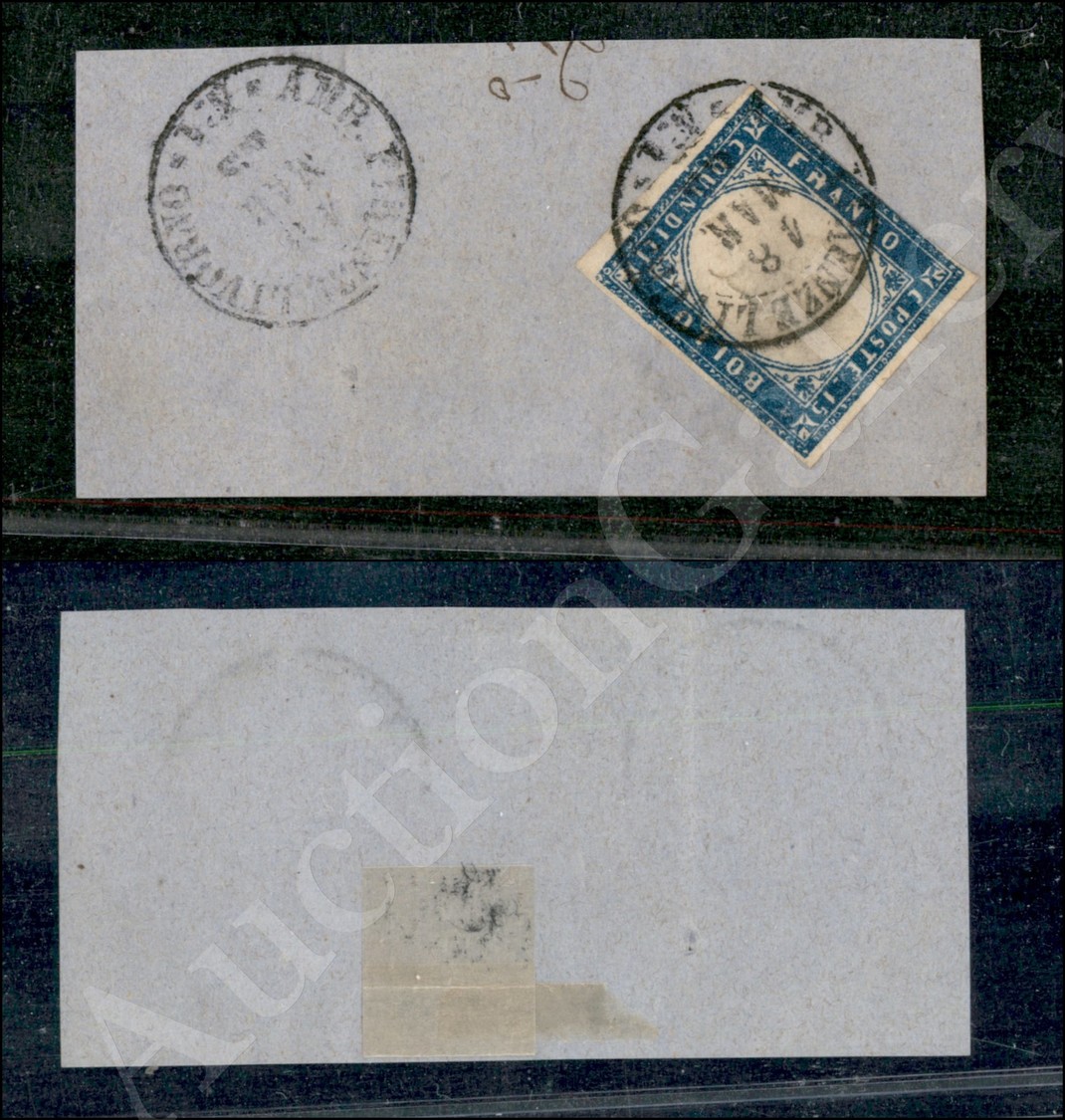 Amb. Firenze Livorno N.1 - 15 Cent Azzurro Grigio (11e) Su Frammento - Molto Bello (1.200++) - Autres & Non Classés