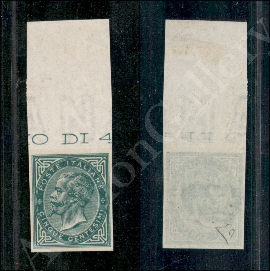 1864 - Prova Di Colore - 5 Cent Verde Cupo (Bolaffi P11g) Bordo Di Foglio - Gomma Integra - Cert. E.Diena - Autres & Non Classés