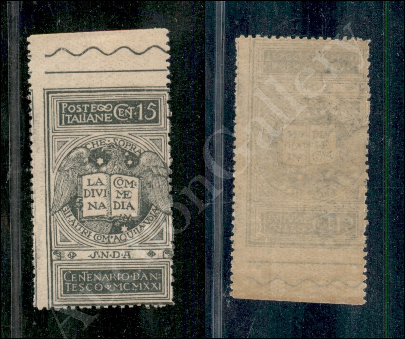 1921 - Non Emesso - 15 Cent Dante (114Ah) Non Dentellato In Alto - Bordo Foglio - Gomma Integra (1.050) - Autres & Non Classés