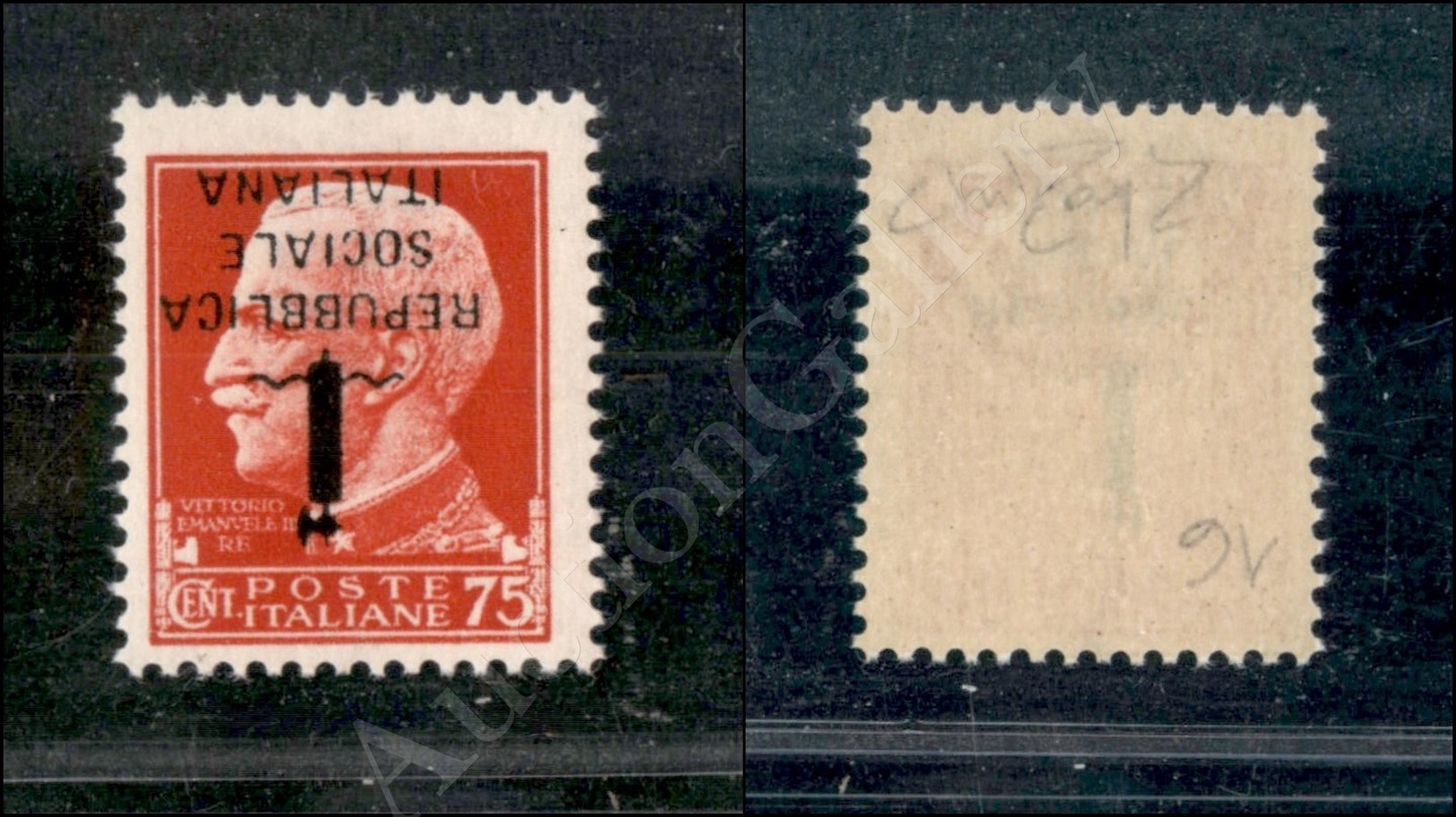 1944 - Genova - 75 Cent (494a) Con Soprastampa Capovolta - Gomma Integra - Raybaudi + Cert. AG - Lombardo-Vénétie