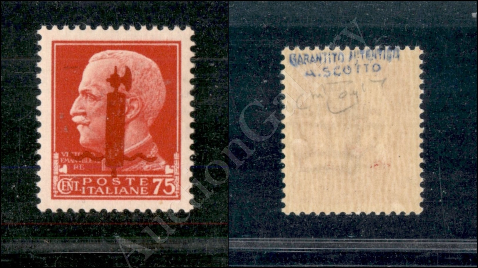 1944 - 75 Cent (494B) Con Soprastampa Tipo M - Gomma Integra - Cert. AG (550) - Lombardo-Vénétie