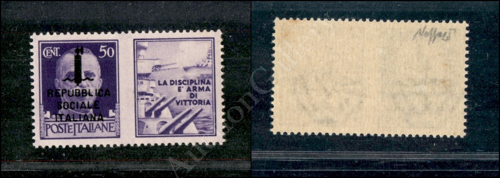 1944 - 50 Cent Marina (33B - Propaganda) Con Soprastampa Tipo K Sull'effige - Gomma Integra - Cert. AG (650) - Lombardo-Vénétie