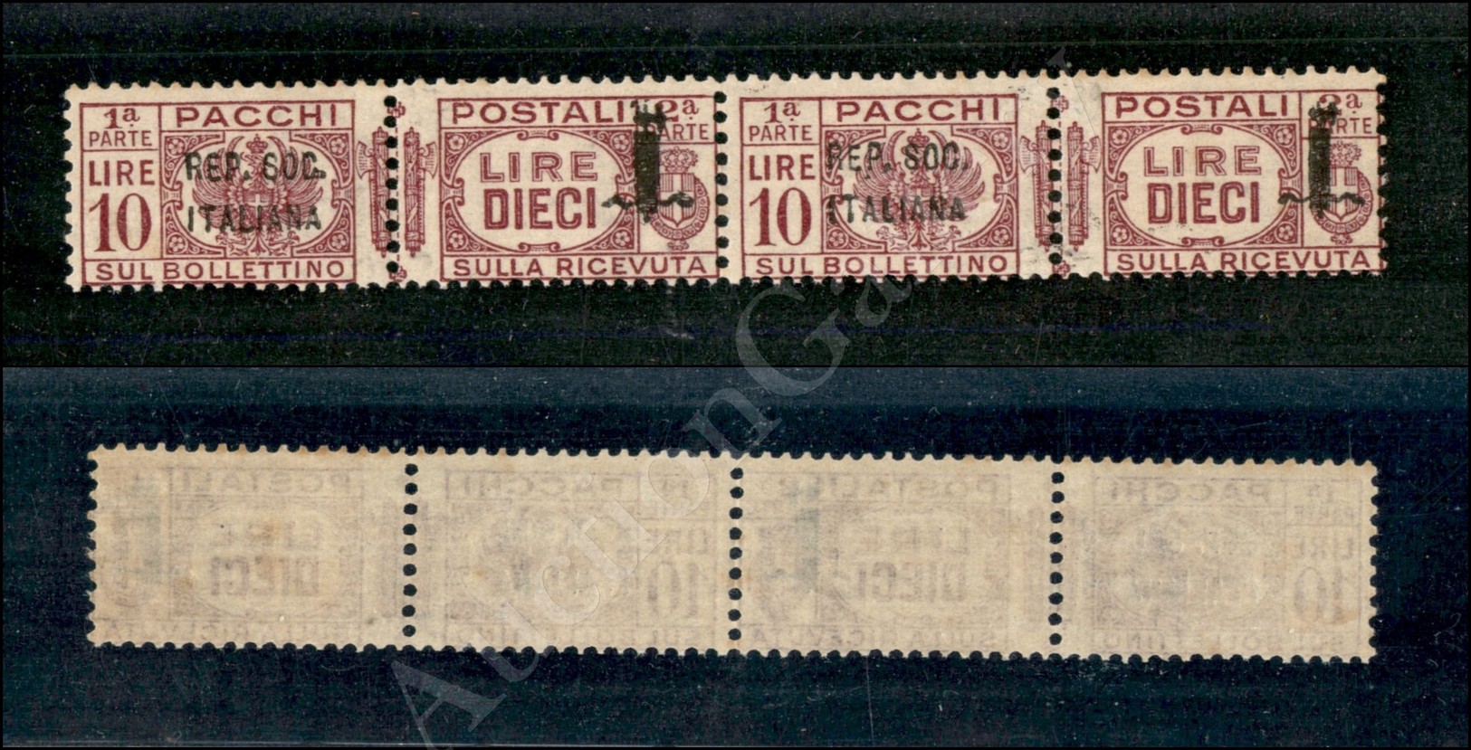 1944 - Coppia Del 10 Lire Pacchi Postali (46+46a) Con Soprastampa Corta + Soprastampa Lunga - Gomma Integra - Cert. AG ( - Lombardo-Vénétie