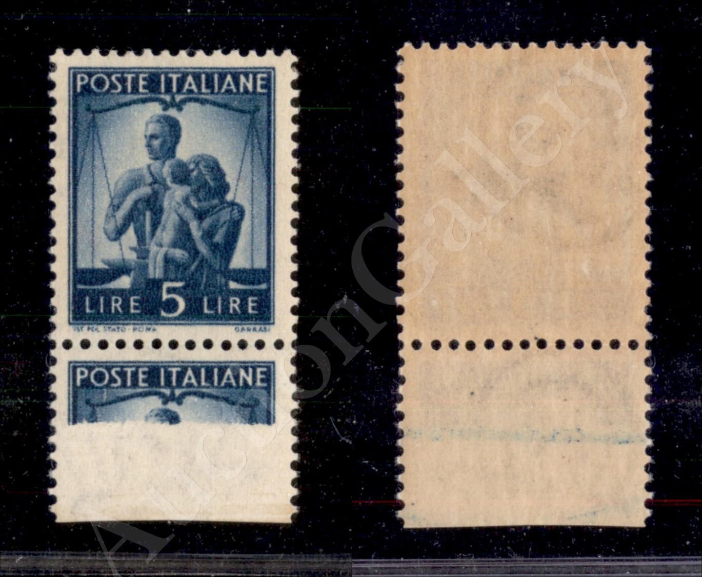1945 - 5 Lire Democratica (555g) Con Stampa Incompleta Da Carta Ricongiunta - Gomma Integra - Lombardo-Vénétie