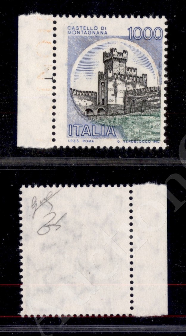 1980 - 1000 Lire Montagnana (1527) Privo Della Stampa Del Colore Arancio - Bordo Foglio - Gomma Integra - Lombardo-Vénétie