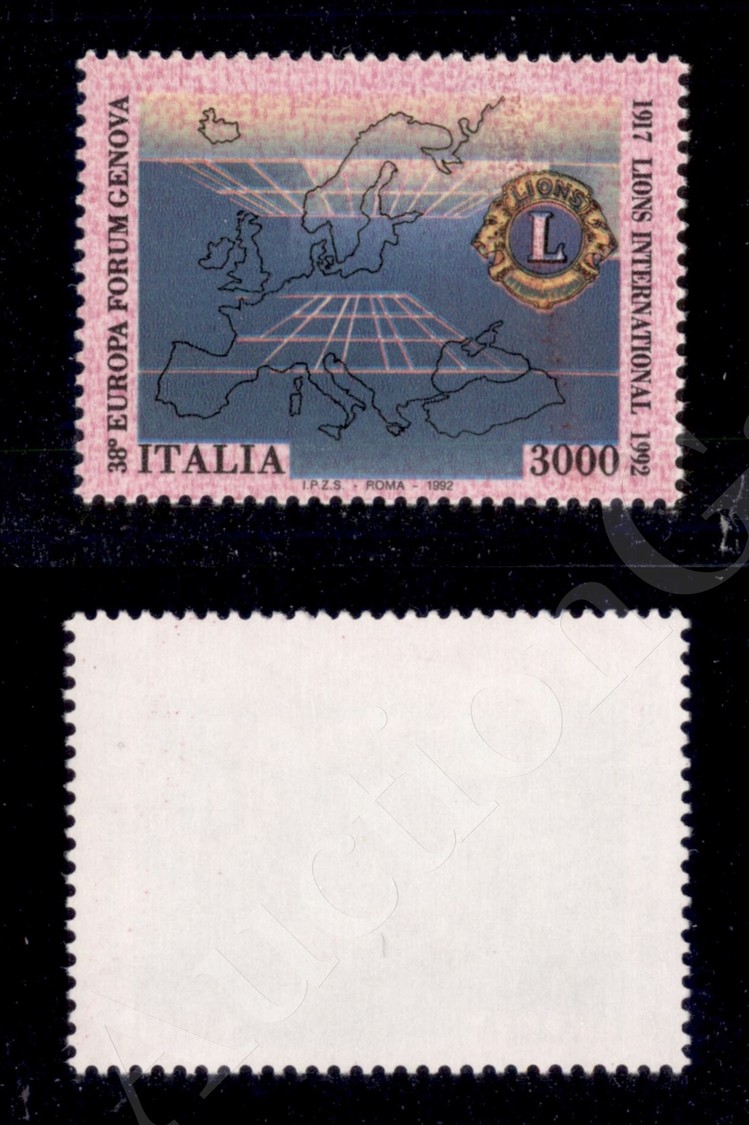 1992 - 3000 Lire Lions (2030) Fondo Rosa - Gomma Integra - Lombardo-Vénétie