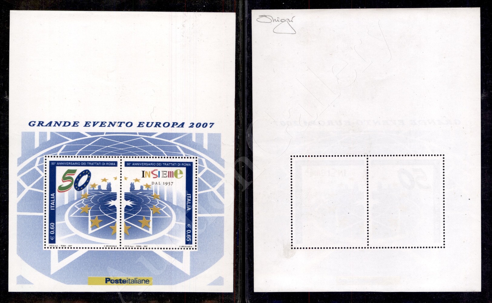 2007 - Trattati Di Roma (50 - Foglietti) Non Tosato In Alto Con Bordo Integrale (dimensioni 120x150) - Gomma Integra - C - Lombardo-Vénétie