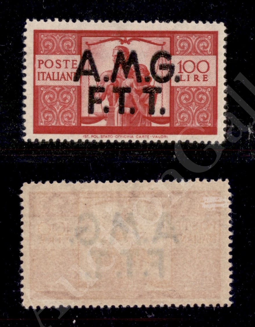 1947/1948 - 100 Lire Democratica (17) Con Soprastampa Smossa (effetto Doppia Soprastampa) - Non Catalogato - Autres & Non Classés