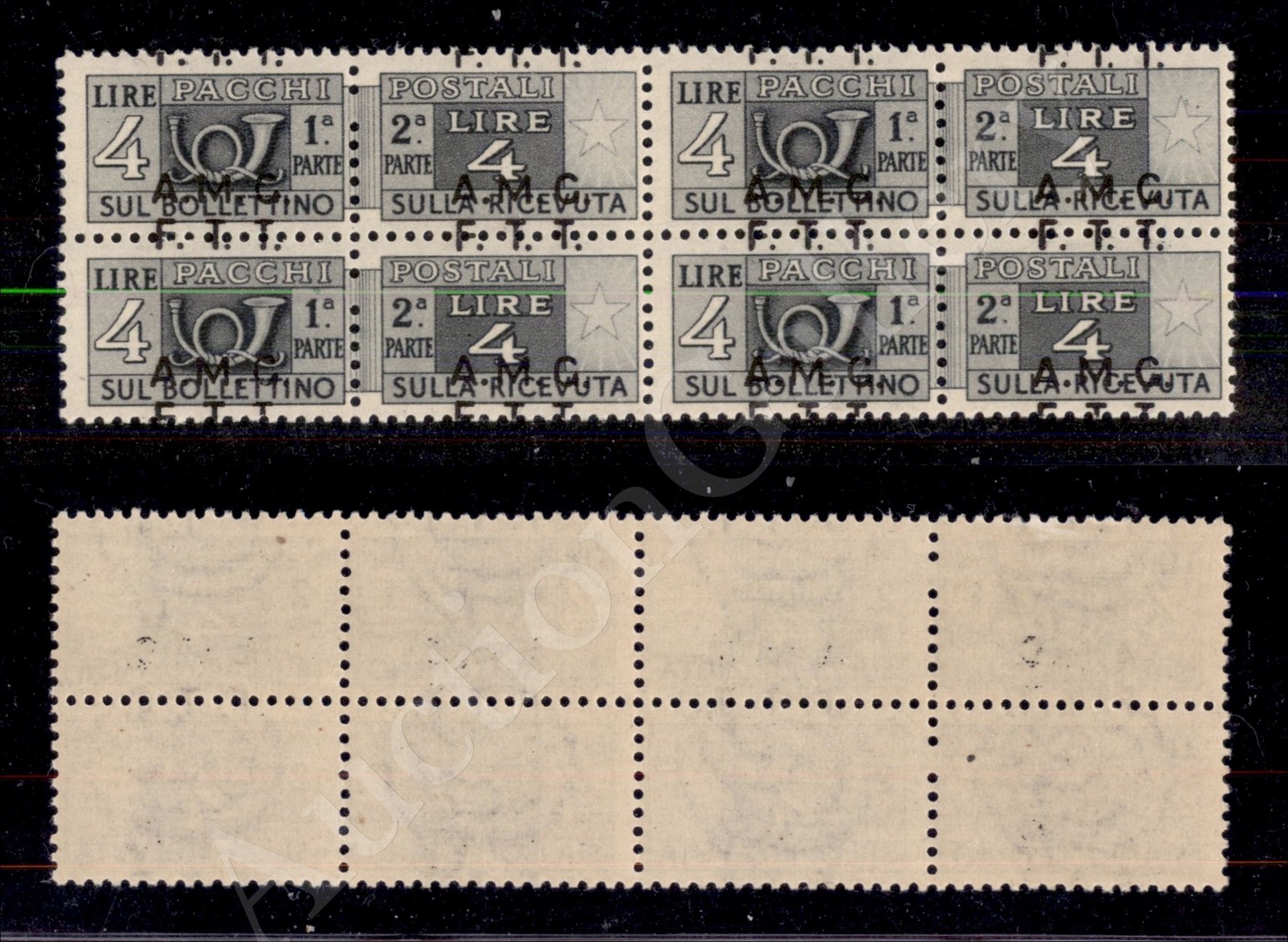 1947 - Quartina Del 4 Lire (4 Varietà Ga - Pacchi Postali) Con Soprastampa A Cavallo - Gomma Integra - Non Catalogata - Autres & Non Classés