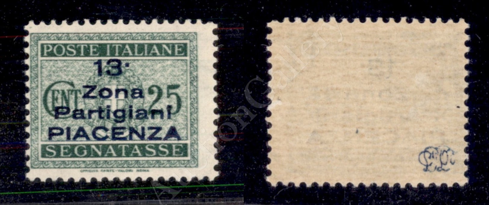 1945 - 25 Cent Segnatasse (Errani 22A) Con Soprastampa In Azzurro - Gomma Integra - Cert. AG - Autres & Non Classés