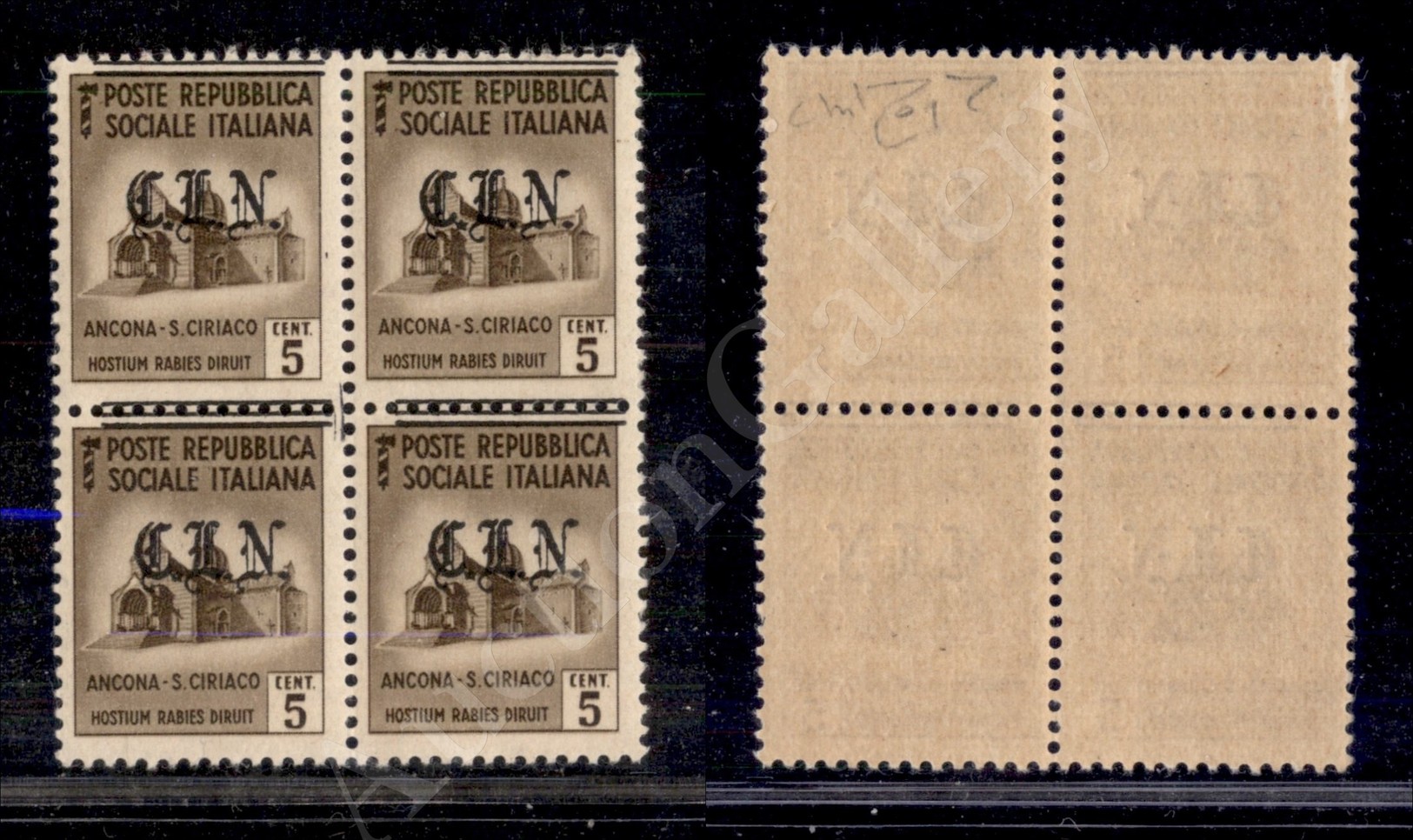1945 - Quartina Del 5 Cent (CEI 18) Con Soprastampa Spostata In Alto - Gomma Integra - Cert. Raybaudi - Autres & Non Classés