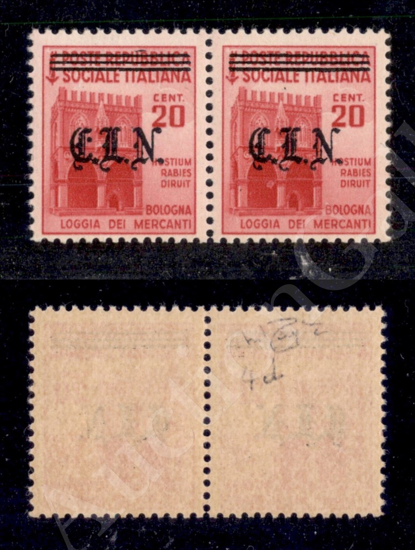 1945 - Coppia Del 20 Cent (CEI 21) Con Punto Alto Su C (Errani 4d+4) A Sinistra - Gomma Integra - Autres & Non Classés