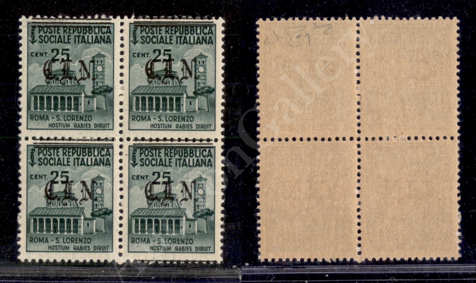 1945 - Quartina Del 25 Cent (CEI 23) Con Soprastampe Spostate - Gomma Integra - Cert. Raybaudi - Autres & Non Classés