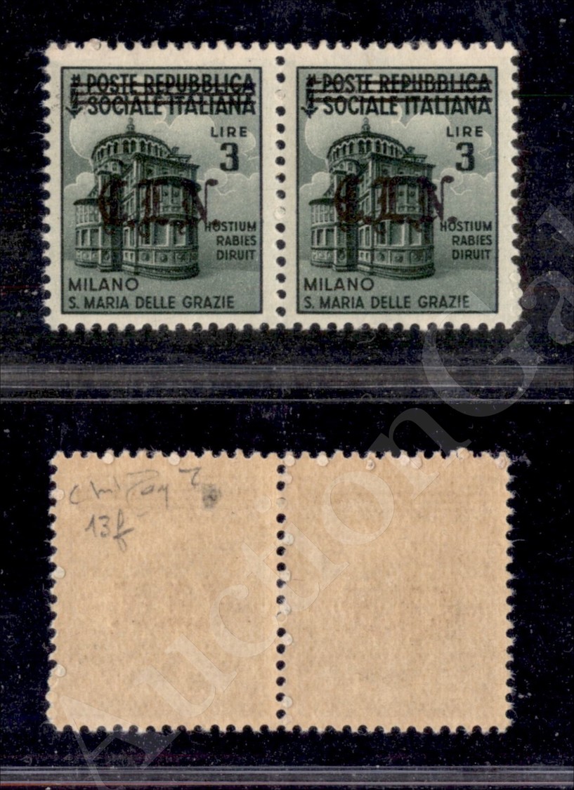 1945 - Coppia 3 Lire (CEI 30) Con Sbarra Spezzata (Errani 13+13f) - Gomma Integra - Raybaudi - Autres & Non Classés