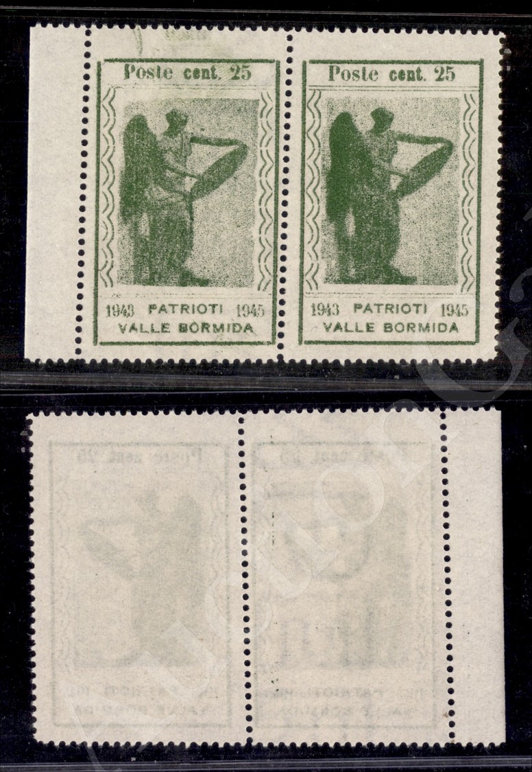 1945 - Coppia Bordo Foglio Del 25 Cent Vittoria (11bb+11) Con Filigrana Lettere - Senza Gomma (370+) - Autres & Non Classés