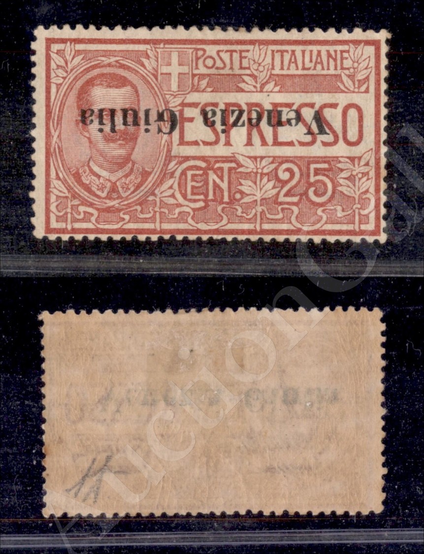 1919 - 25 Cent Espresso (1a) Con Soprastampa Capovolta - Nuovo Con Gomma (1.100) - Autres & Non Classés