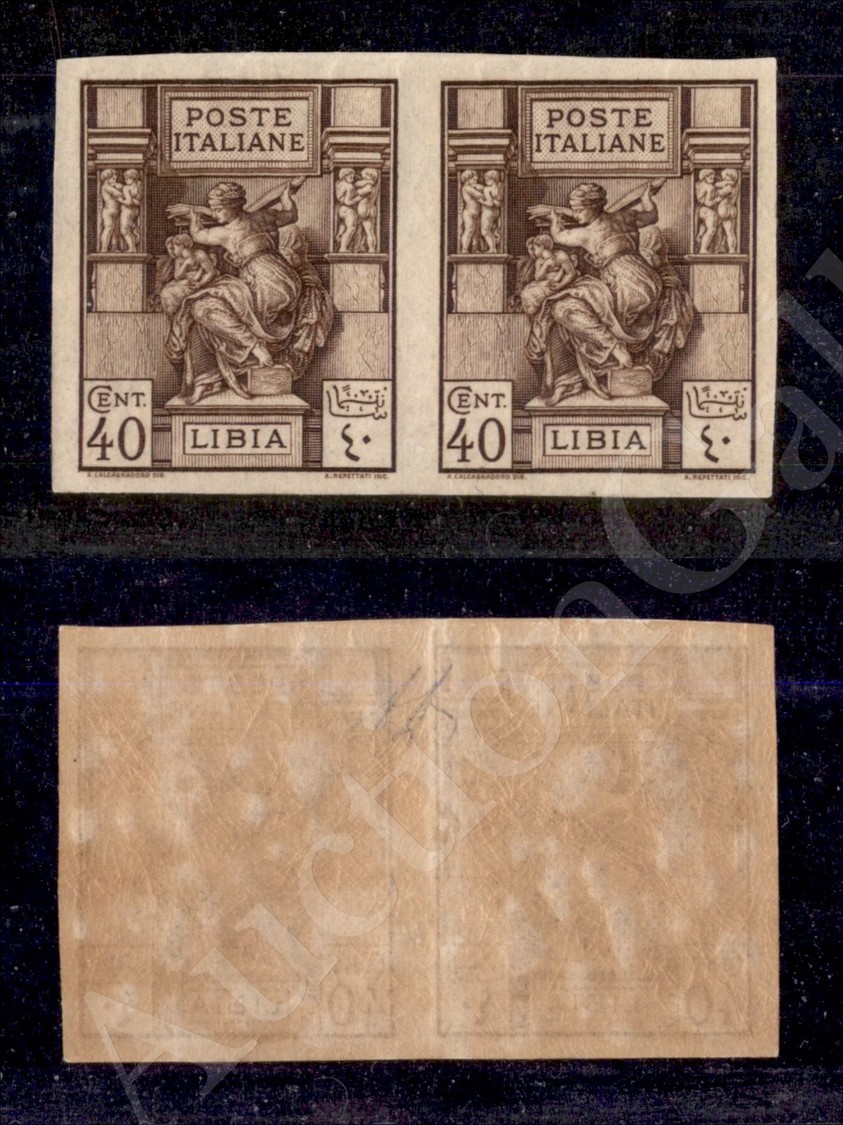 1923 - Coppia 40 Cent Sibilla (41b) Non Dentellata - Gomma Integra (1.350) - Autres & Non Classés