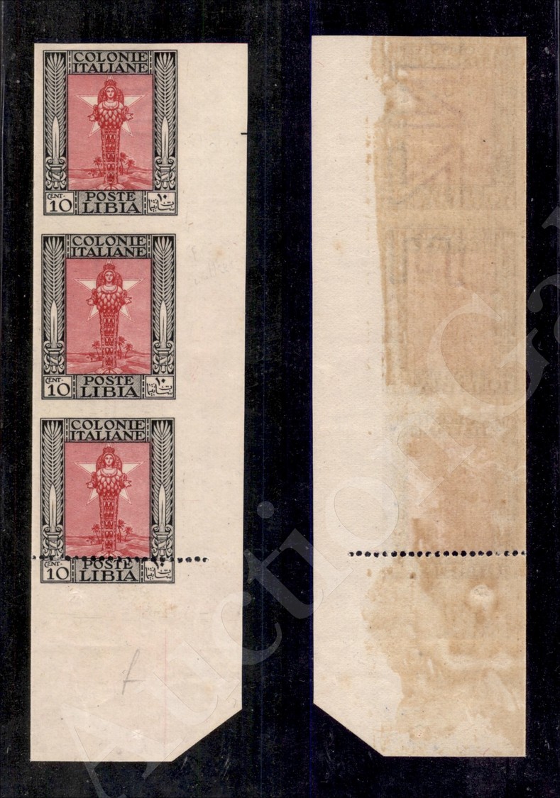 1924 - Striscia Di Tre 10 Cent (47k/47ala) Non Dentellato Su Due Esemplari E Solo Dentellatura Orizzontale Sul Terzo - G - Autres & Non Classés