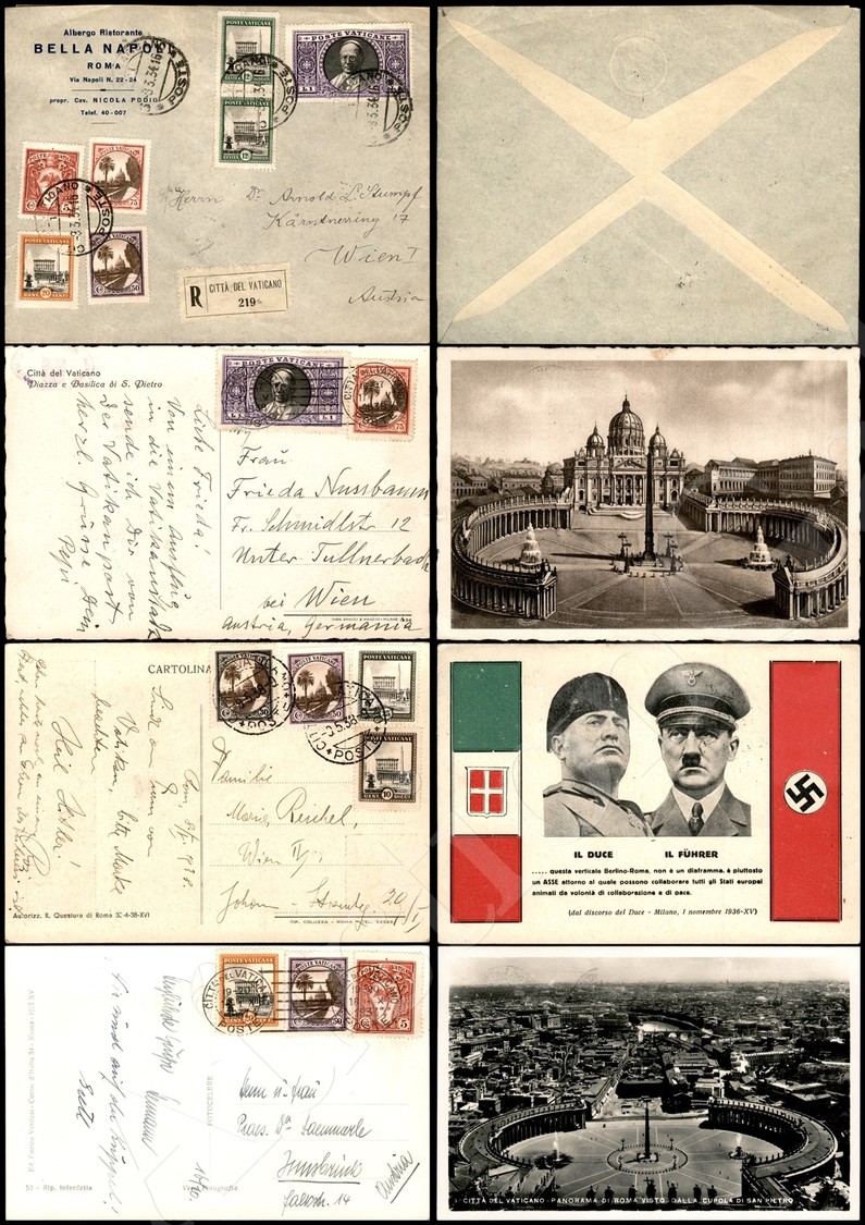 1934/1938 - Una Busta E Tre Cartoline Con Affrancature Del Periodo - Da Esaminare - Lombardo-Vénétie